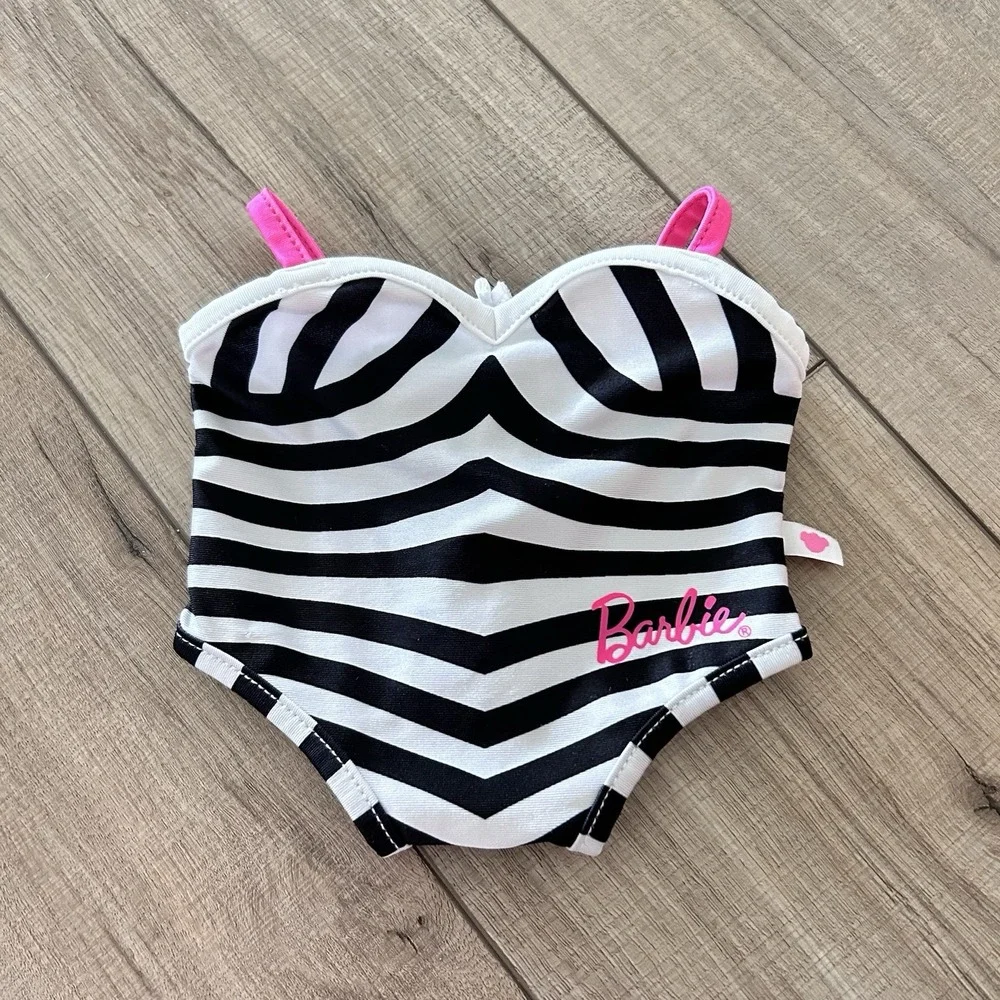 NEW BARBIECORE Build a Bear BARBIE striped swimsuit one piece Clothing